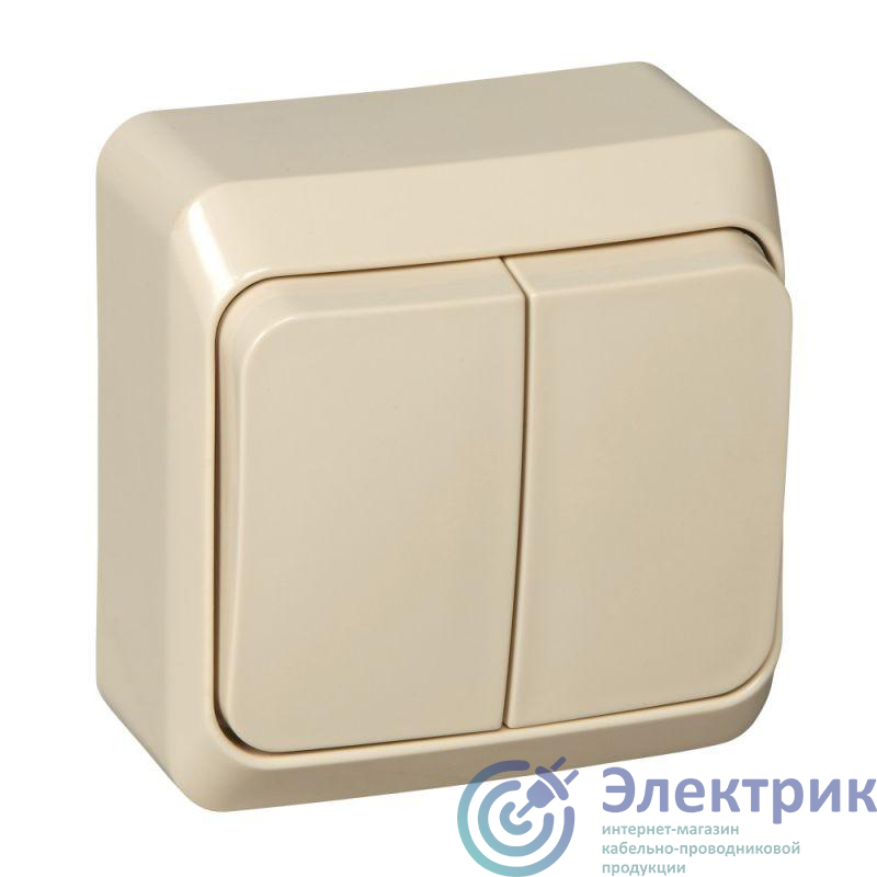 BA10-006K | Выключатель 2-кл. ОП Этюд 10А IP20 с подсветкой крем. SE