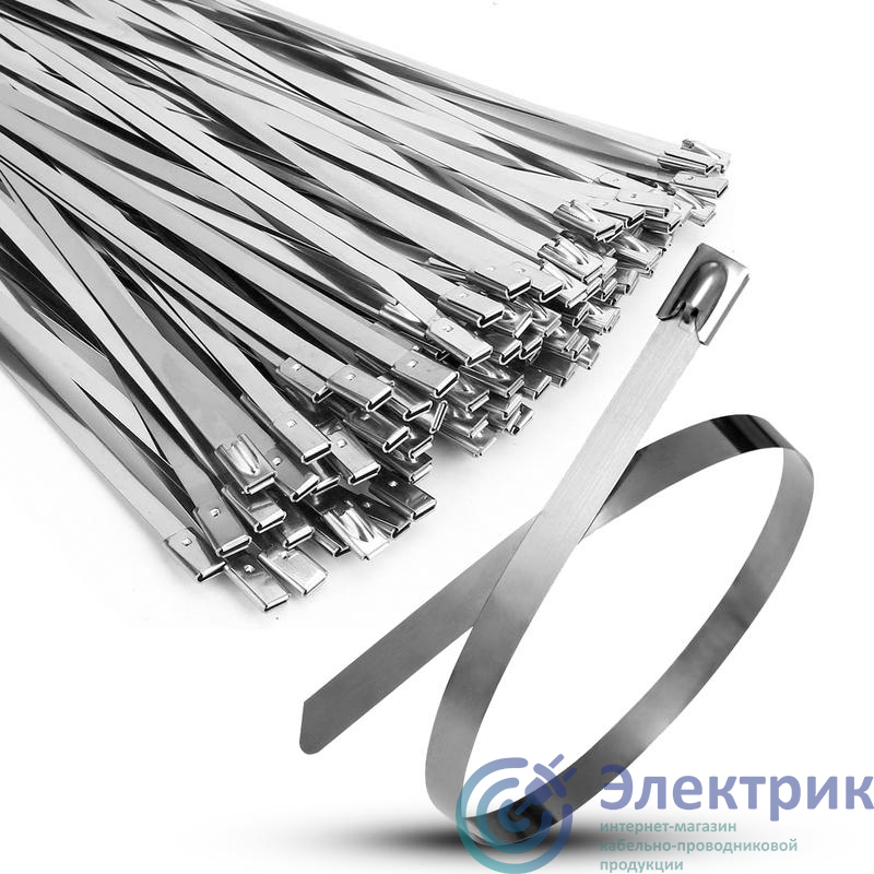 Хомут кабельный 4.6х200 сталь AISI 316 (уп.100шт) TOKOV ELECTRIC TKE-HM316-4.6-200-N/100