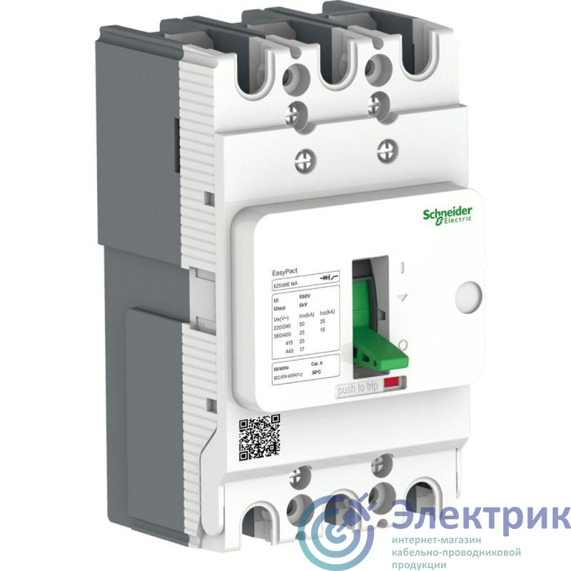 Выключатель автоматический 3п 3т 25кА EASYPACT EZS100E TM63D нерегул. SchE EZS100E3063