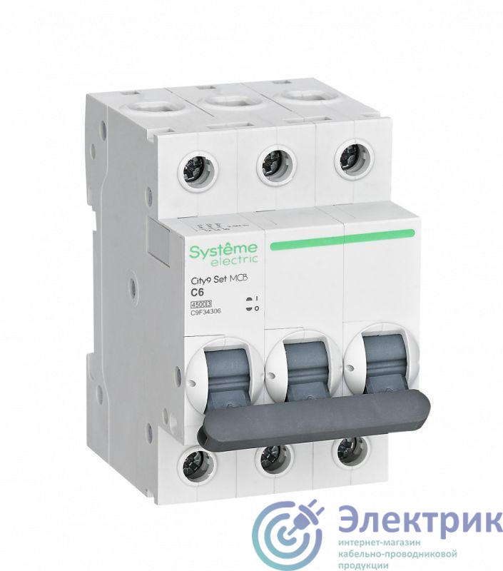 C9F34306 | Выключатель автоматический модульный 3п C 6А 4.5кА City9 Set 400В SE