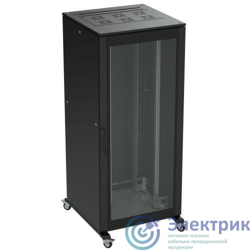 Шкаф напольный шкаф 47U 800х1200 двери стекло/сплошная укомплектован вводом и заглушками RAL9005 DKC R5IT4782GSB