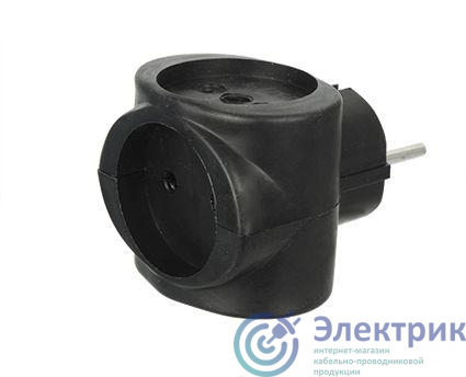 13917 | Разветвитель сетевой (тройник) Si 1/3-Bl 6А куб черн. Volsten