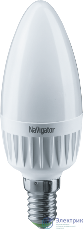 Лампа светодиодная 61 240 NLL-C37-7-230-6.5K-E14-FR 7Вт свеча матовая 6500К холод. бел. E14 595лм 176-264В Navigator 61240