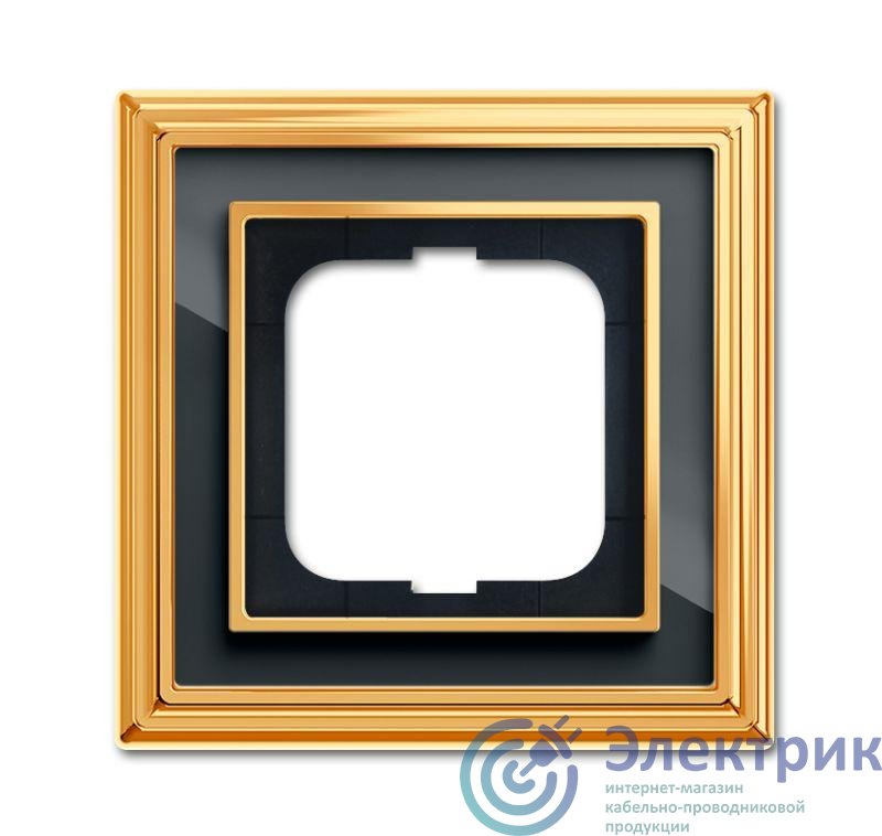 Рамка 1-м Династия Латунь полированная стекло черн. ABB 2CKA001754A4565