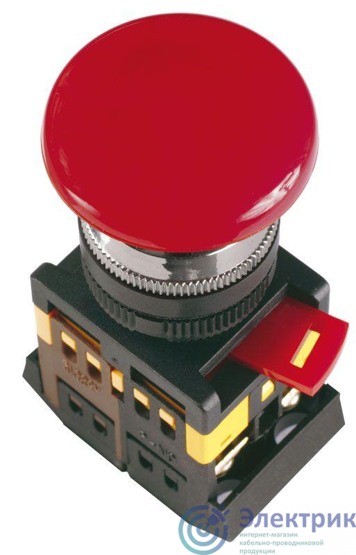 Кнопка "Грибок" AEAL-22 d22мм 1з+1р 240В с фиксацией красн. IEK BBG60-AEAL-K04