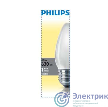 Лампа накаливания Stan 60Вт E27 230В B35 FR 1CT/10X10F Philips 921501644214