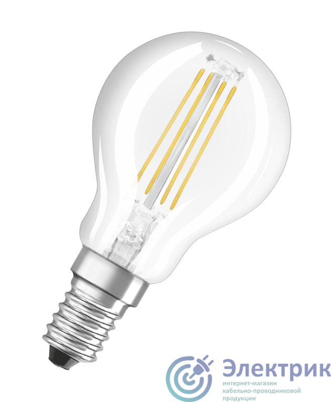 Лампа светодиодная филаментная LED Star Classic P 60 5W/840 5Вт шар прозрачная 4000К нейтр. бел. E14 600лм 220-240В OSRAM 4058075212480