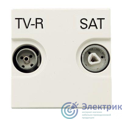 Розетка TV-R-SAT Zenit проходная с накладкой бел. ABB 2CLA225180N1101