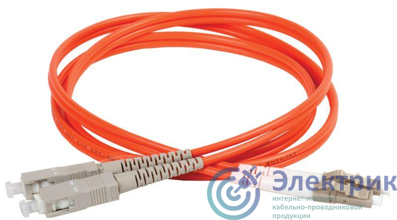 Патч-корд оптический коммутационный соединительный для многомодового кабеля (MM); 50/125 (OM2); SC/UPC-LC/UPC; двойного исполнения (Duplex); LSZH (дл.1м) ITK FPC50-SCU-LCU-C2L-1M