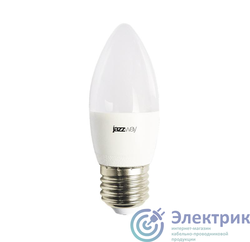 Лампа светодиодная PLED-LX 8Вт C37 свеча 3000К тепл. бел. E27 JazzWay 5028531