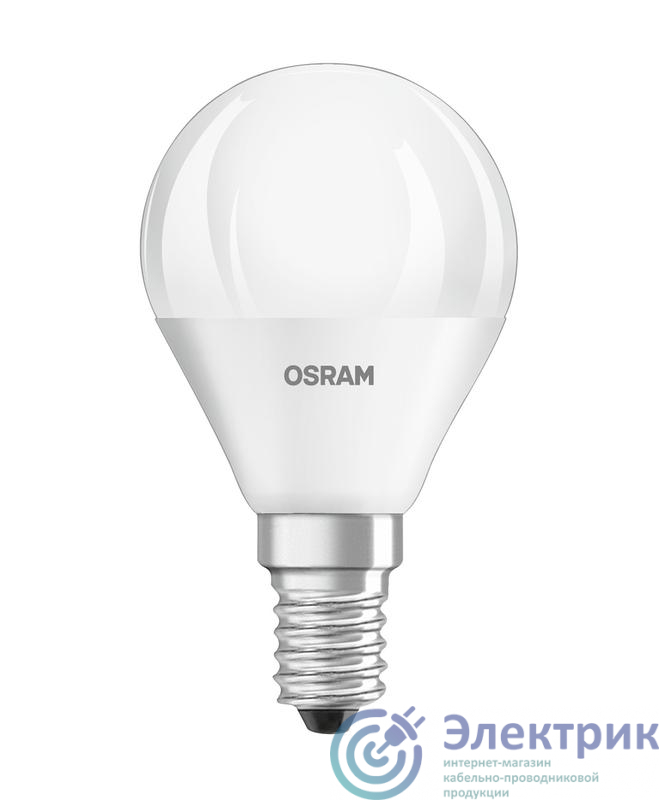 Лампа светодиодная LED Star P 5.5Вт (замена 40Вт) прозр. 2700К тепл. бел. E14 470лм угол пучка 200град. 220-240В OSRAM 4058075431096