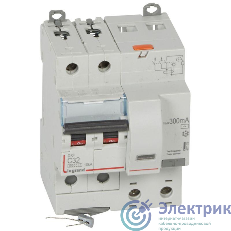 Выключатель автоматический дифференциального тока 2п C 32А 300мА тип AC 10кА DX3 4мод. Leg 411175