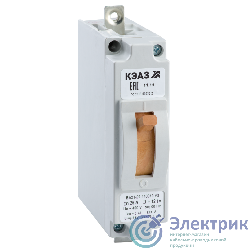 Выключатель автоматический 10А 6Iн ВА21-29-140010 У3 400В AC КЭАЗ 101253