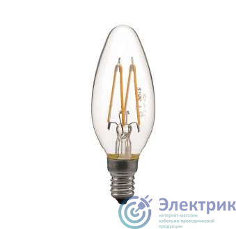 Лампа светодиодная филаментная СДФ-4-3 B35 4000К нейтр. бел. E14 Лисма 3910102 / 3910103