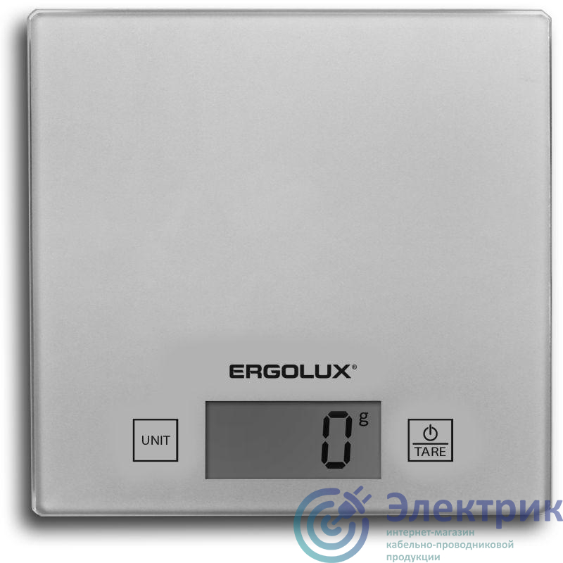 Весы кухонные ELX-SK01-С03 до 5кг 150х150мм сер. Ergolux 13429