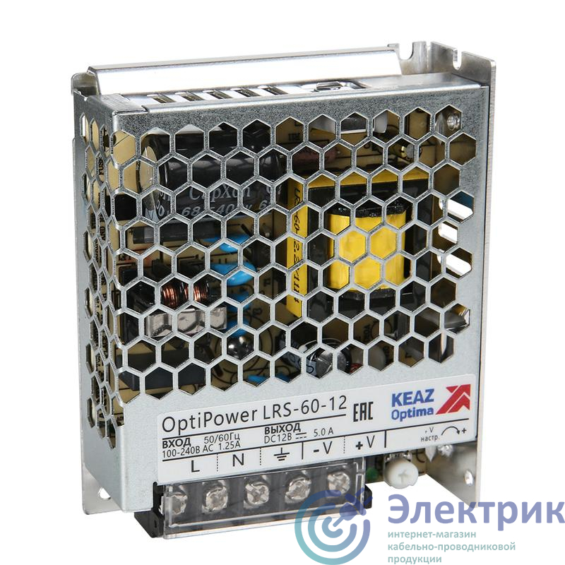 Блок питания панельный OptiPower LRS 60-12 5A КЭАЗ 328873