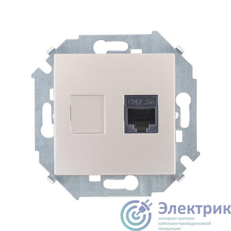 1591551-034 | Розетка компьютерная Simon 15 RJ45 кат.5E AMP механизм шампань Simon