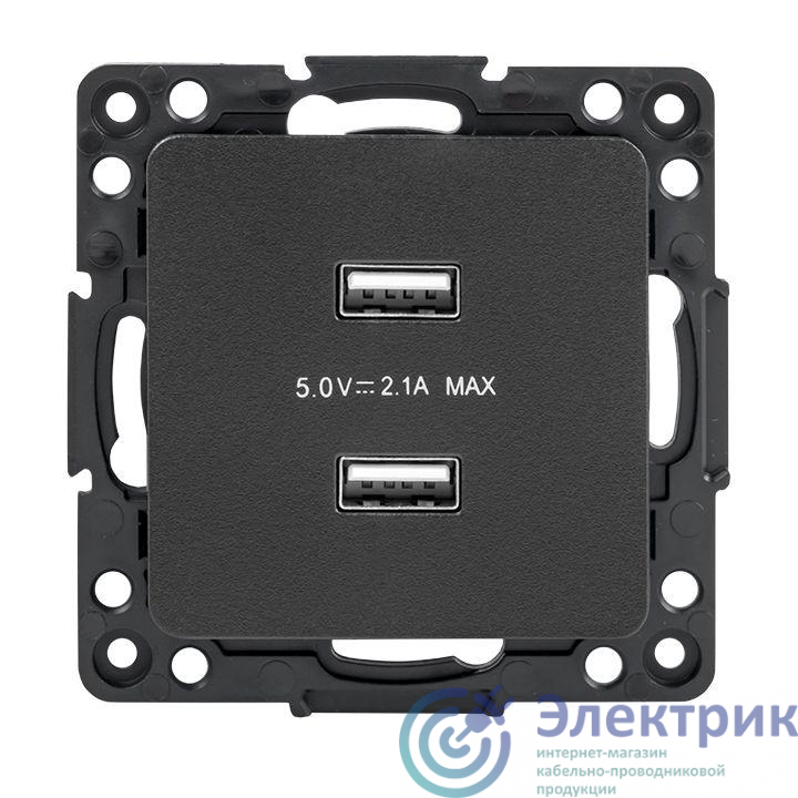 Розетка USB 2-м Стокгольм 2.1А механизм черн. PROxima EKF EZR16-028-10-2USB