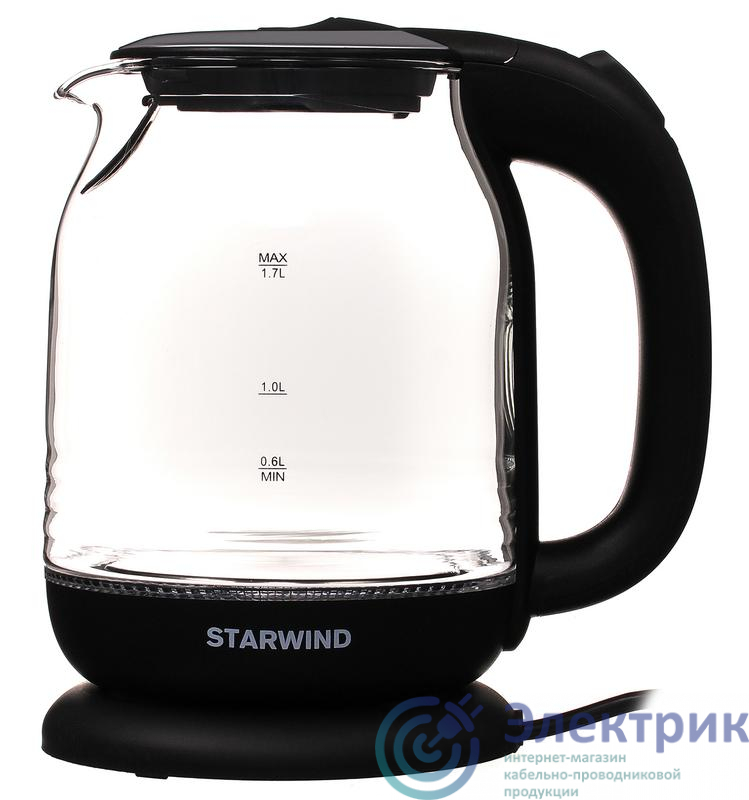 Чайник электрический SKG1311 1.7л 2200Вт черн./серебр. (корпус стекло) STARWIND 1204656