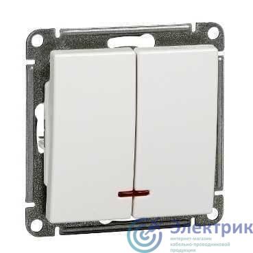 Выключатель 2-кл. СП W59 10А IP20 10AX с подсветкой механизм бел. SE VS510-251-1-86