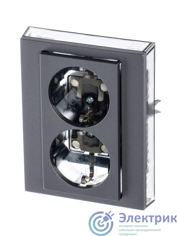 2CHH223457C6069 | Розетка 2-м СП Levit 16А IP40 с заземл. защ. шторки сталь/дым. черн. ABB