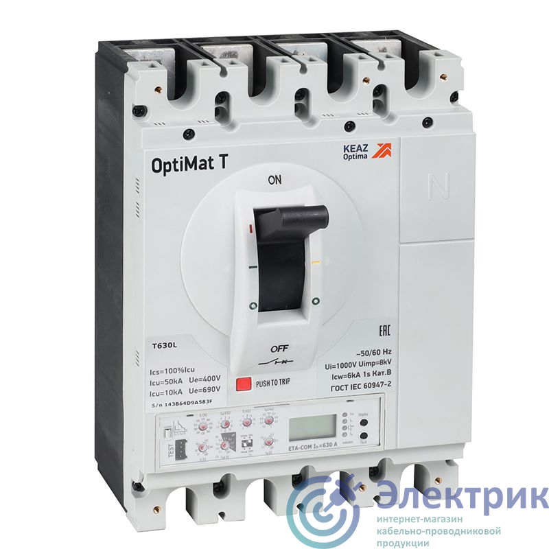 355913 | Выключатель автоматический для защиты двигателя 3п 400А OptiMat T400L ETA-M КЭАЗ