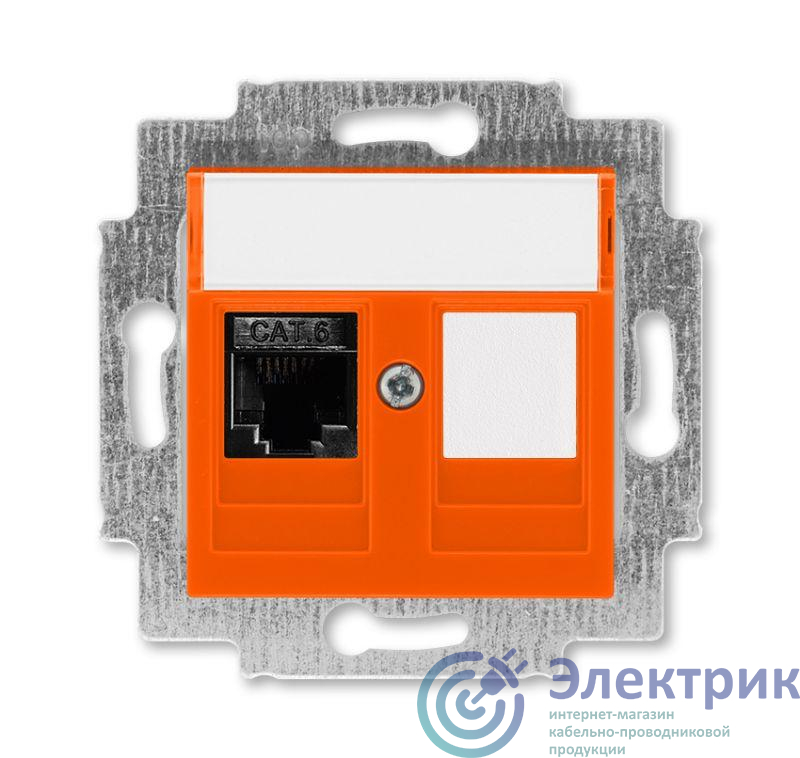 Розетка информационная Levit RJ45 кат. 6 и заглушка оранж. ABB 2CHH296117A6066