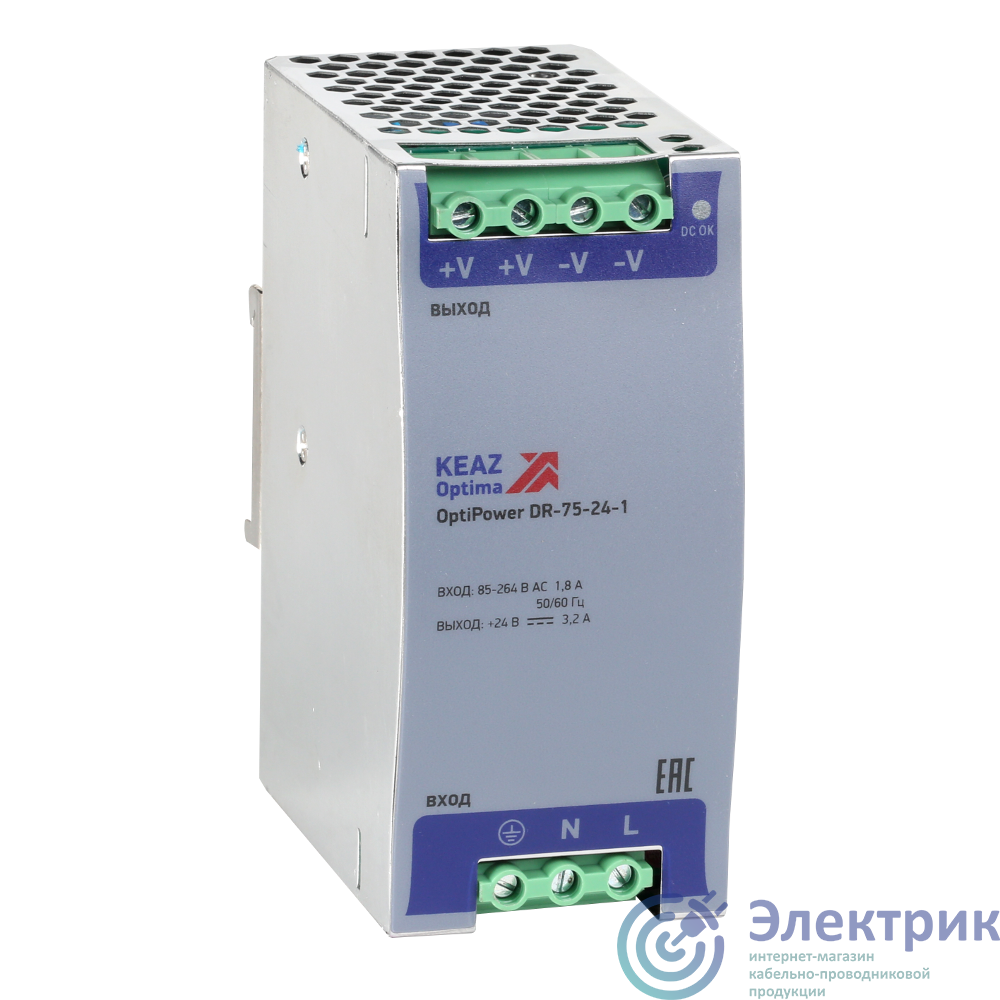 284547 | Блок питания OptiPower DR-75-24-1 КЭАЗ