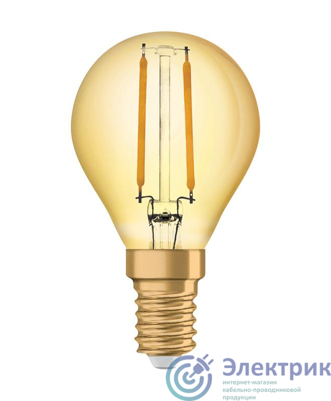 Лампа светодиодная филаментная Vintage 1906 LED CL P FIL GOLD 22 non-dim 2.5W/824 2.5Вт 2400К тепл. бел. E14 220лм 220-240В (замена 22Вт) зол. OSRAM 4058075290815