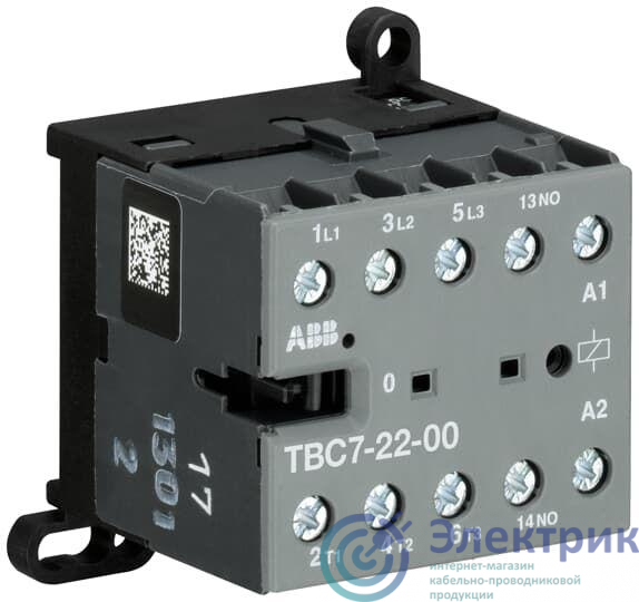 Миниконтактор TBC7-22-00-62 (12A при AC-3 400В) катушка 77-143VDC с винтовыми клеммами ABB GJL1313561R6002