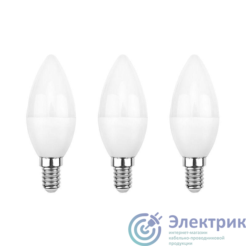 Лампа светодиодная 9.5Вт CN свеча 4000К E14 903лм (уп.3шт) Rexant 604-024-3