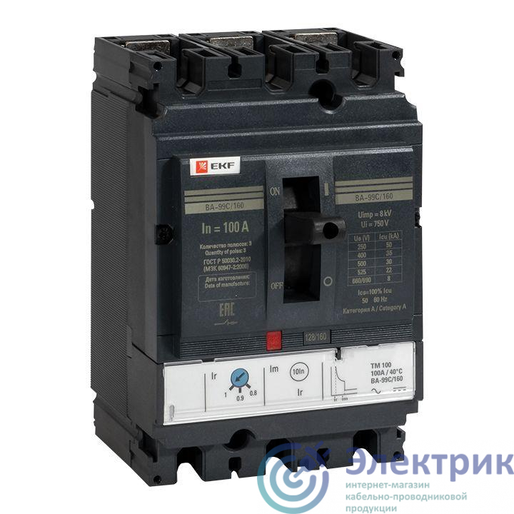Выключатель автоматический 3п 160/100А 36кА ВА-99C Compact NS PROxima EKF mccb99C-160-100