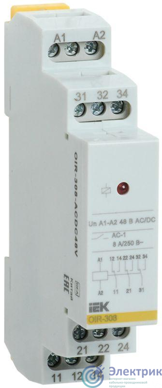 Реле промежуточное OIR 3 конт. (8А) 48В AC/DC IEK OIR-308-ACDC48V