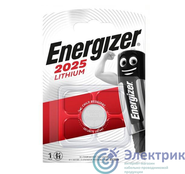 Элемент питания литиевый ENR Lithium CR 2025 FSB1 (блист.1шт) Energizer E301021602