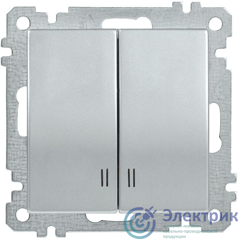 Выключатель 2-кл. СП Bolero ВС10-2-1-Б 10А IP20 с индикацией механизм серебр. IEK EVB21-K23-10