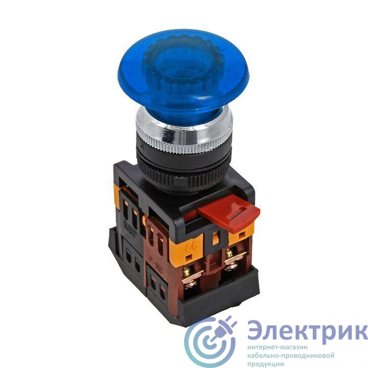 Кнопка "Грибок" AELA-22 NO+NC 220В с подсветкой син. PROxima EKF pbn-aela-1b-220