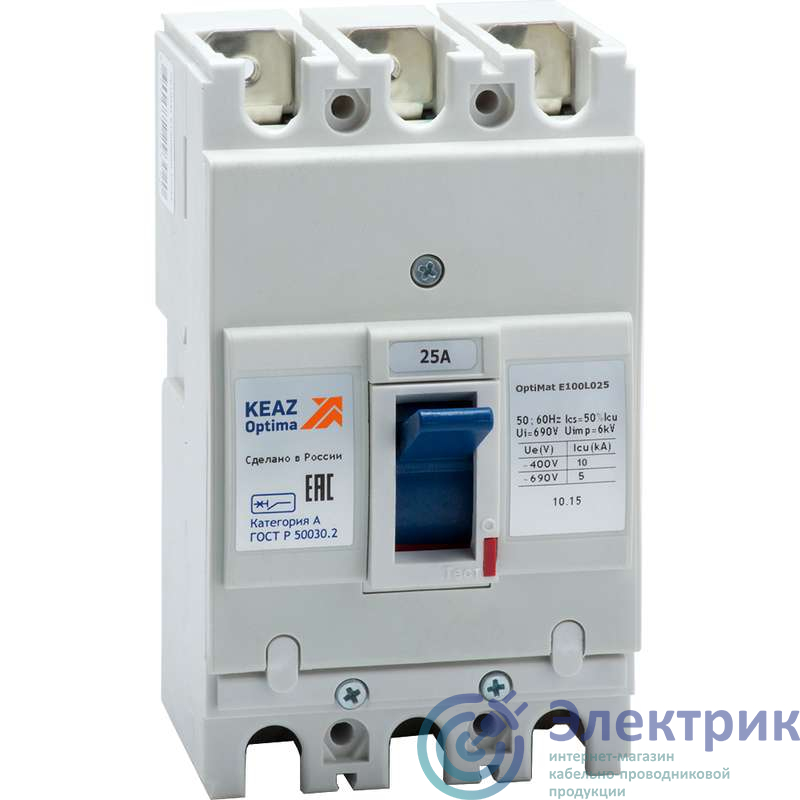 Выключатель автоматический 25А 8кА OptiMat E100L025 УХЛ3 КЭАЗ 100002