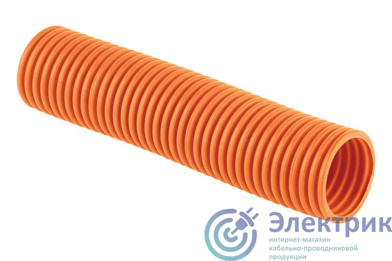 Труба гофрированная ПП тяжелая d50мм с протяжкой оранж. (уп.15м) Ruvinil 45011