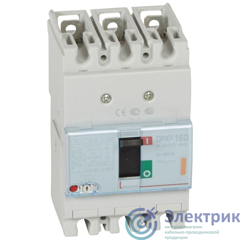 Выключатель автоматический 3п 80А 25кА DPX3 160 термомагнитн. расцеп. Leg 420044