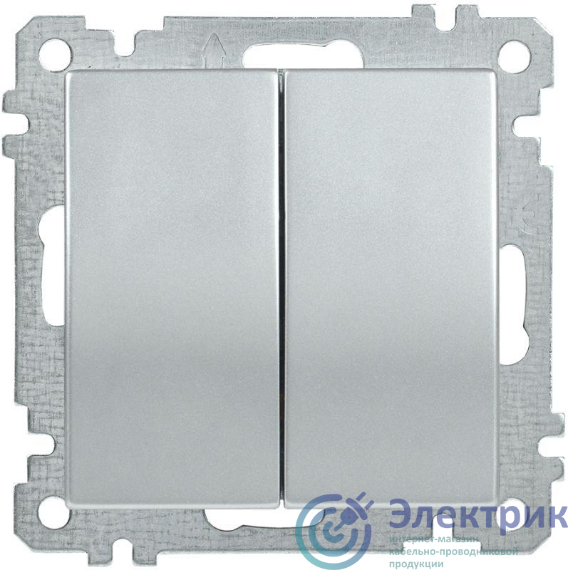 Выключатель 2-кл. СП Bolero ВС10-2-0-Б 10А IP20 механизм серебр. IEK EVB20-K23-10