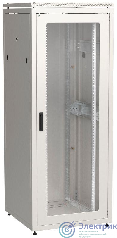 Шкаф сетевой 19дюйм LINEA N 42U 800х800мм стеклян. передн. дверь метал. задняя сер. ITK LN35-42U88-GM