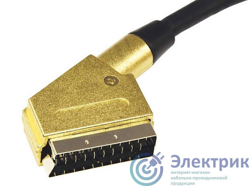 Шнур SCART Plug - SCART Plug 21pin 3м (gold-gold) металл Rexant 17-1115-1