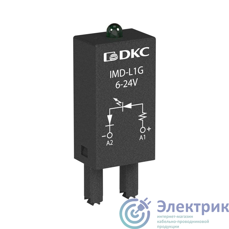 IMD-LV1G | Модуль индикации и защиты LED зел.+варистор (A1+) 24В AC/DC DKC 
