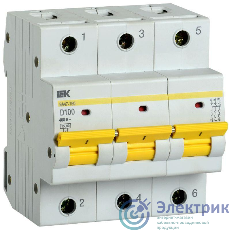 Выключатель автоматический модульный 3п D 100А 15кА ВА47-150 KARAT IEK MVA50-3-100-D
