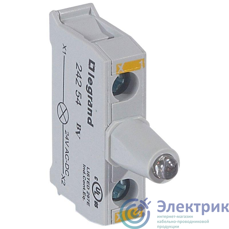 Блок контактов со светодиодом 12-24В для головок под винт желт. Osmoz Leg 024254