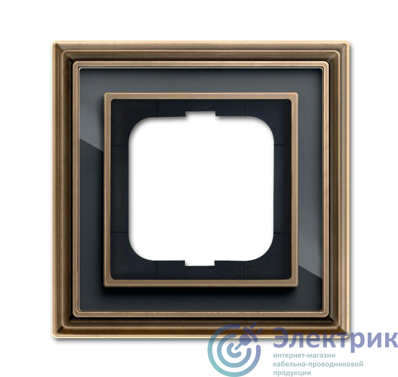 Рамка 1-м Династия Латунь античная стекло черн. ABB 2CKA001754A4585