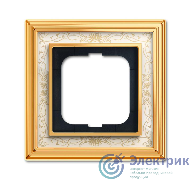 Рамка 1-м Династия Латунь полированная белая роспись ABB 2CKA001754A4570