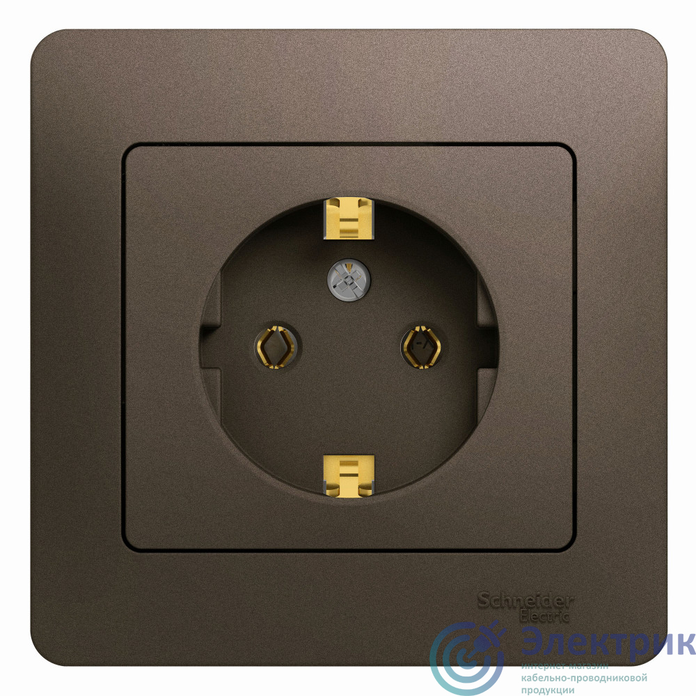 GSL000842 | GLOSSA Розетка с заземлением шоколад в сборе Systeme Electric