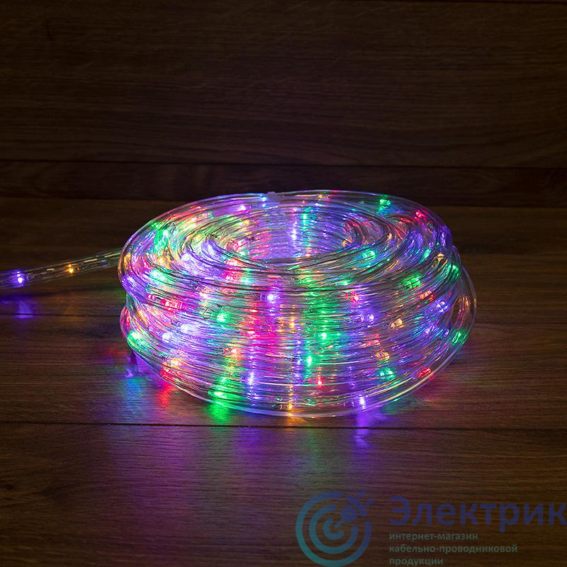 Шнур светодиодный Дюралайт фиксинг 2Вт 24LED/м мульти (RYGB) 10м Neon-Night 121-329-10