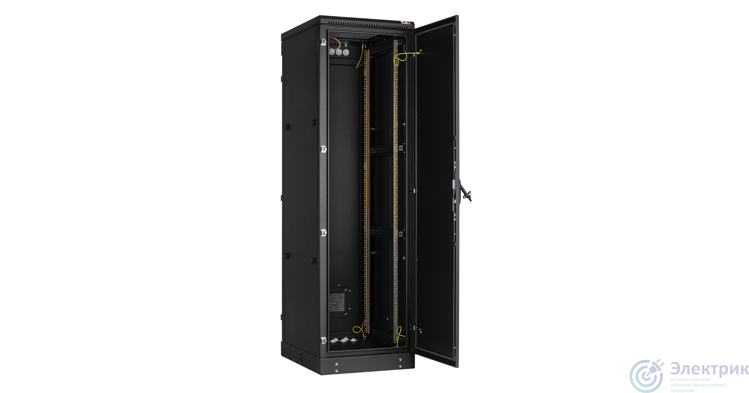 Напольный шкаф 19", 42U, промышленный, цельнометаллические двери, степень защиты IP54, Ш600хВ2070хГ800мм, черный